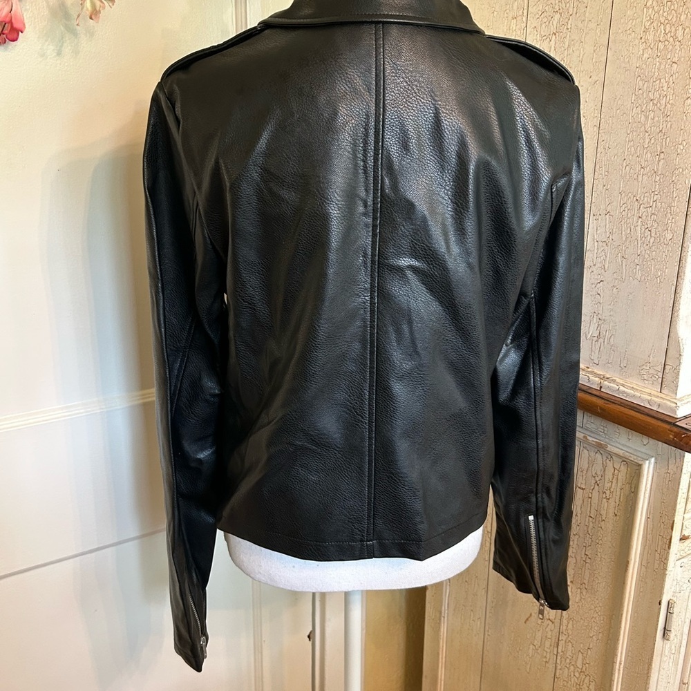 ASOS Faux Leather Moto Jacket with Asymmetrical Zipper - Picture 6 of 15